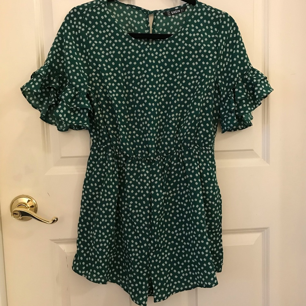 NWOT SHEIN Green Ruffle Romper